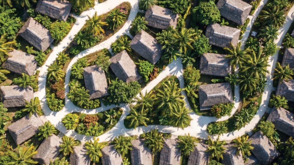 Phối cảnh khu nghỉ dưỡng sinh thái giữa rừng dừa